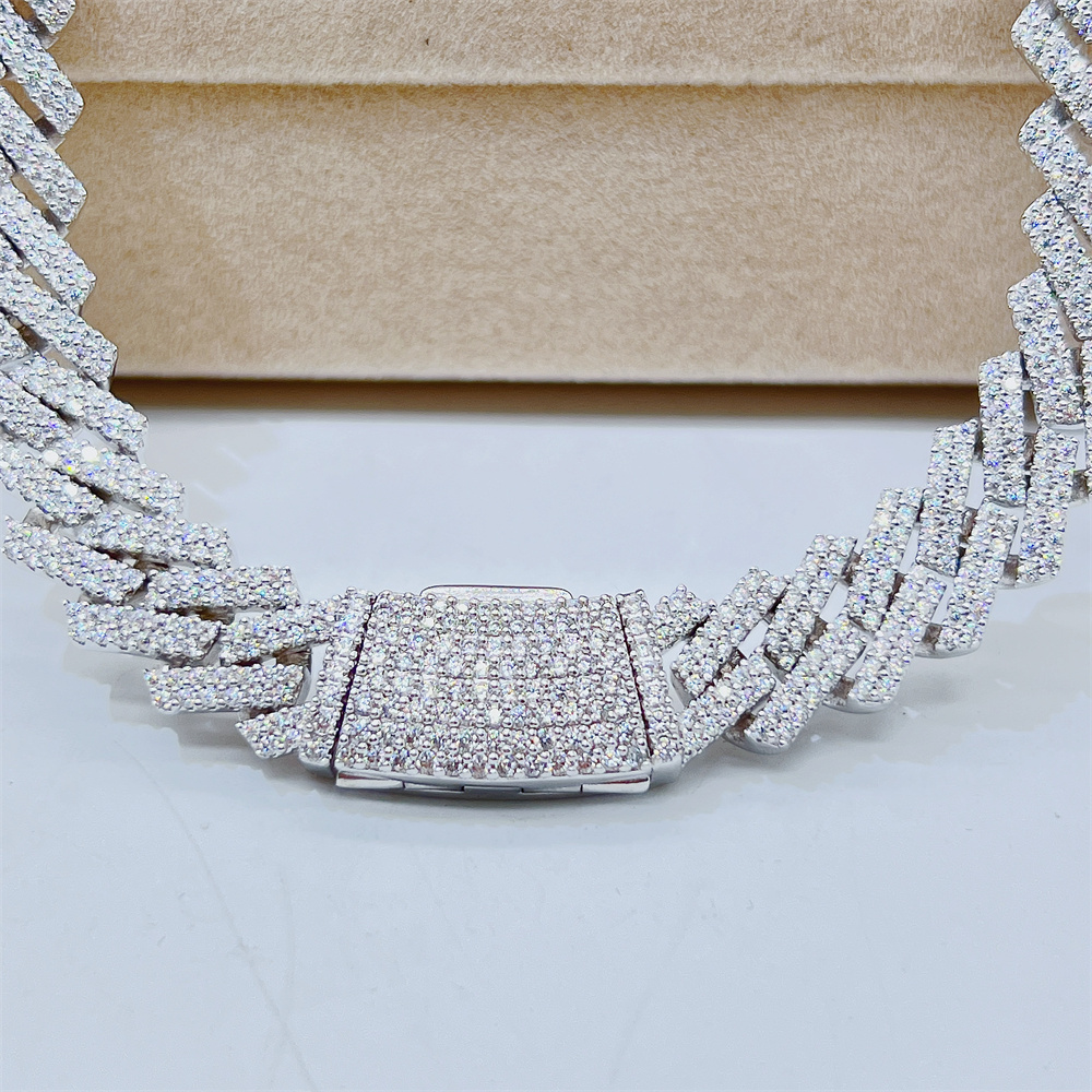 Custom 14mm  moissanite diamond cuban chain hip hop men jewelry iced out cuban link necklace