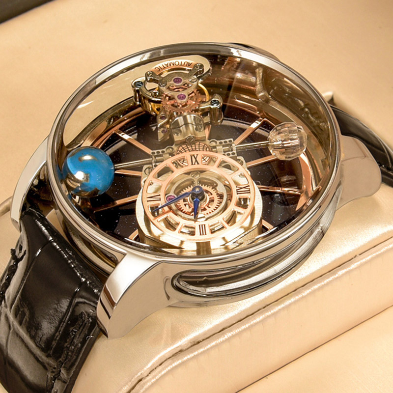 New Custom Transparent Watch Fully Automatic Hollow Flywheel Wristwatch Swiss Movement Waterproof Me