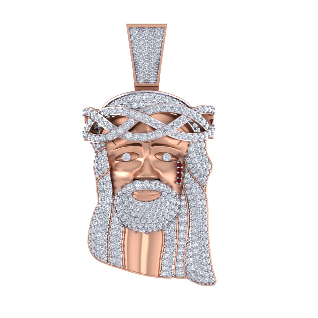God Jesus famous style 10KT Yellow White Gold Unisex Hiphop style  Natural Diamond Pendant at Wholes