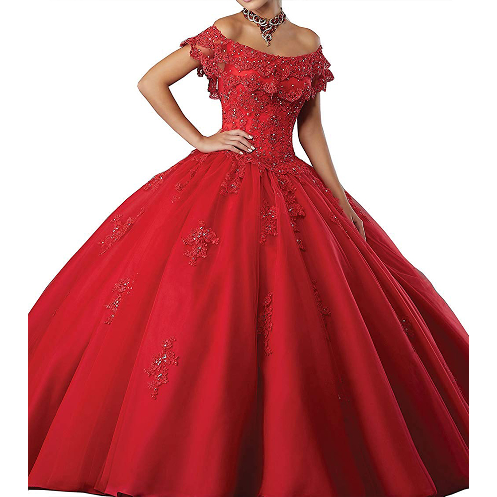 Red wedding evening dress prom dress ball gown sweetheart  quinceanera dress