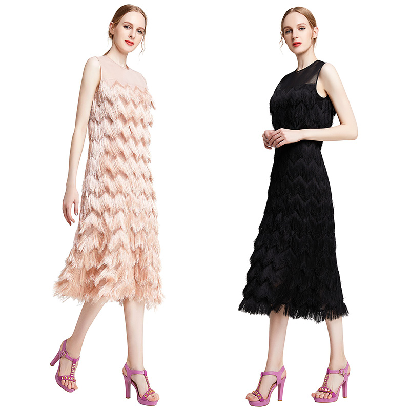 D003 Tassel maxi dress elegant prom gowns wedding Bridesmaid evening Cocktail dresses women