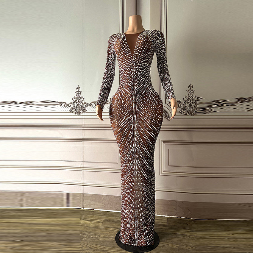 Novance Y2085-D Evening Dresses 2022 Elegant Sparkly Rjinestones Black Cocktail Dress Women Sexy Bac