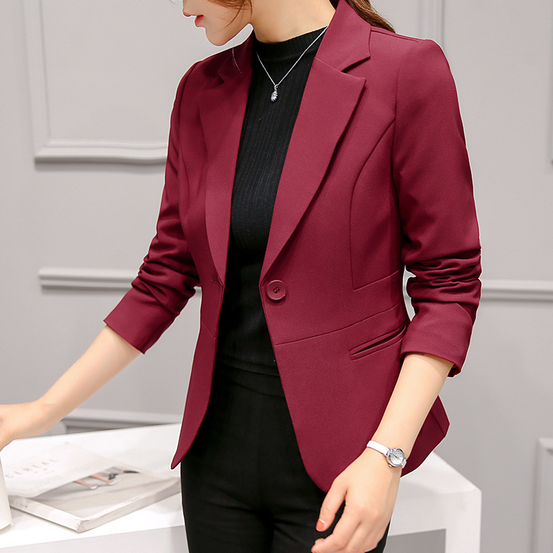 Women Office Plaid Blazer Long Sleeve Loose Suit C