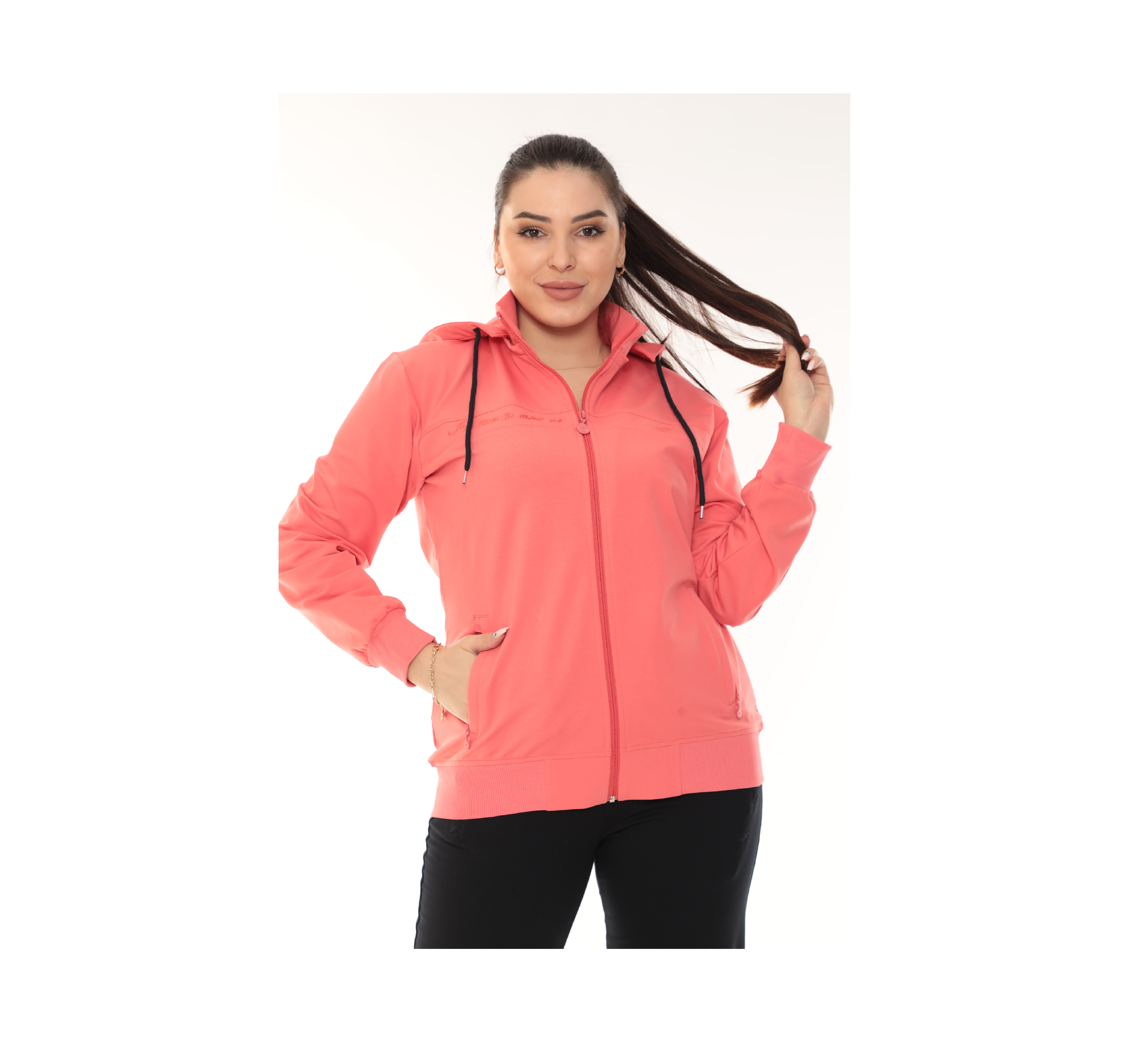 2022 Best Cotton High Quality Sports Tracksuitset Jogger Set Clothes Pink Color For Women  - Made in
