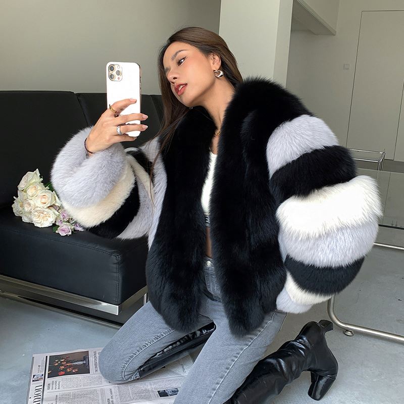 Women Hot Sale Fox Fur Coat Luxury New Real Fox Fur Women's Coats American Clothing Winter Clothes F