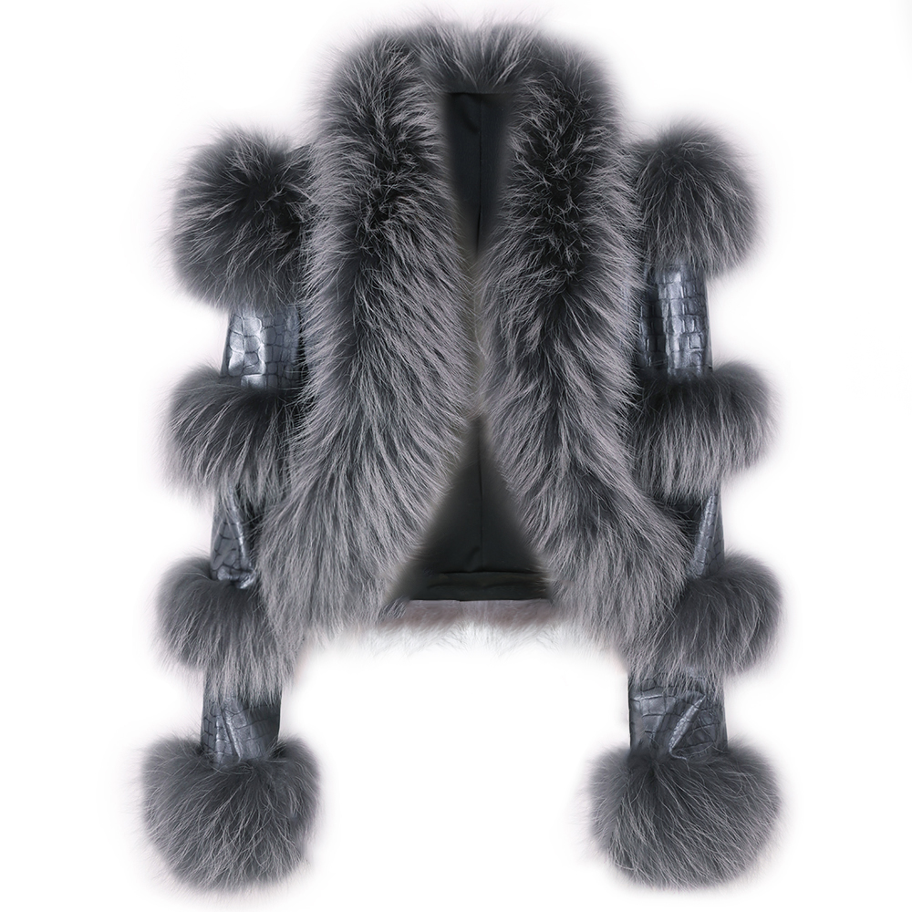 2022 Autumn New Raccon Fur Sleeve Collar Real Leather Jacket Women Genuine Leather Coat For Ladies