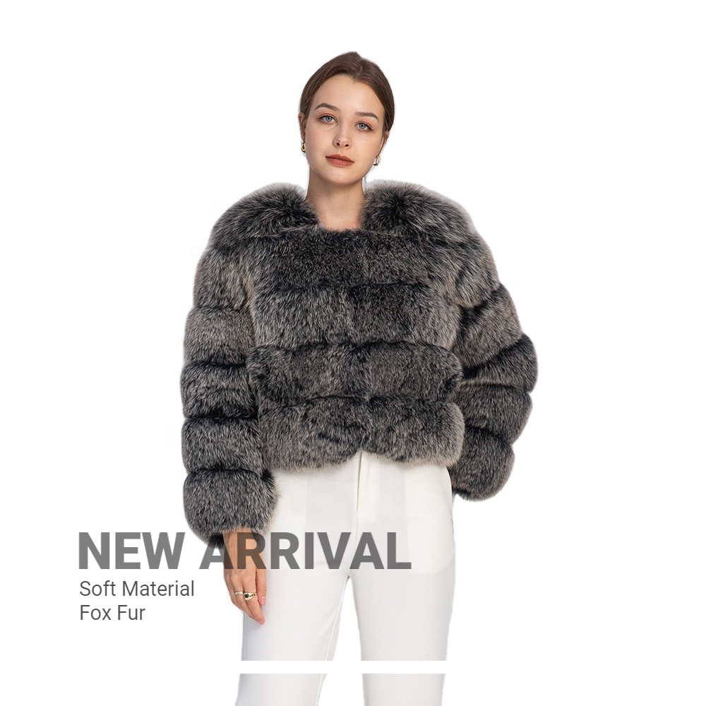 Jancoco New Arrivals Winter Thick Warm Cropped Real Fox Fur Coat Women