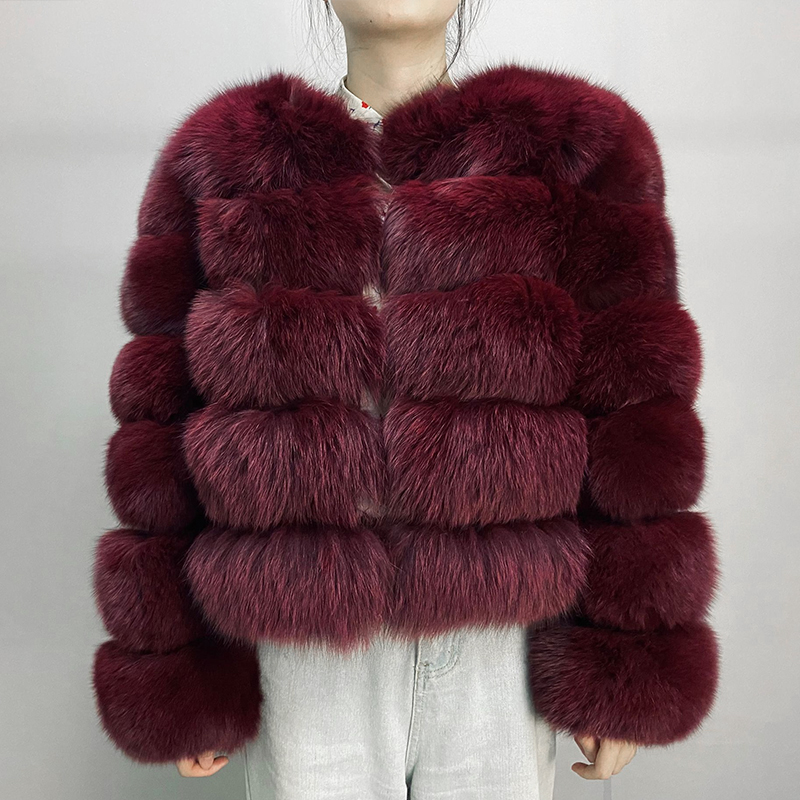 2021 Women Warm Real Fox Fur Coats Fluffy Winter Short Genuine Fur Jacket Fashion Outwear