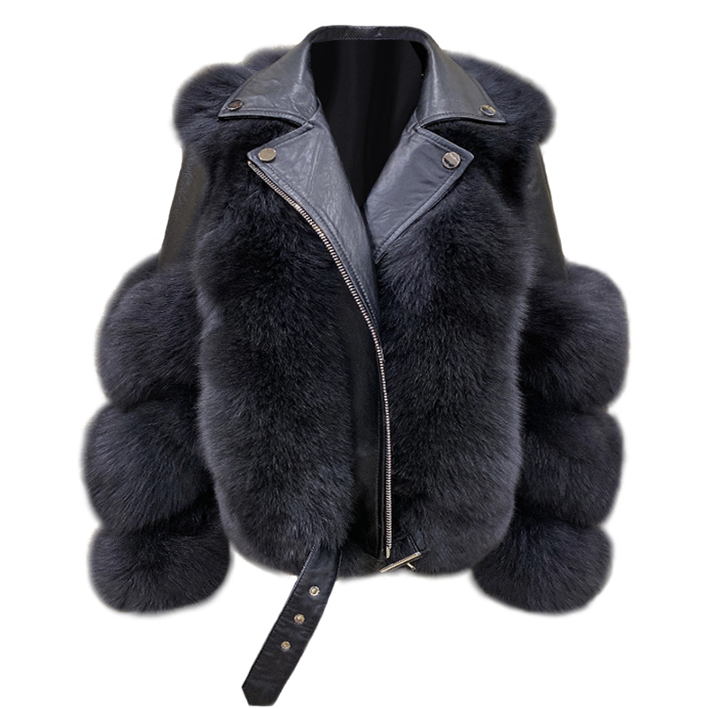 New Arrival Women's Fashion Fox Fur Coats Real Full Pelt Fox Fur Outerwear Genuine Sheepskin Natural