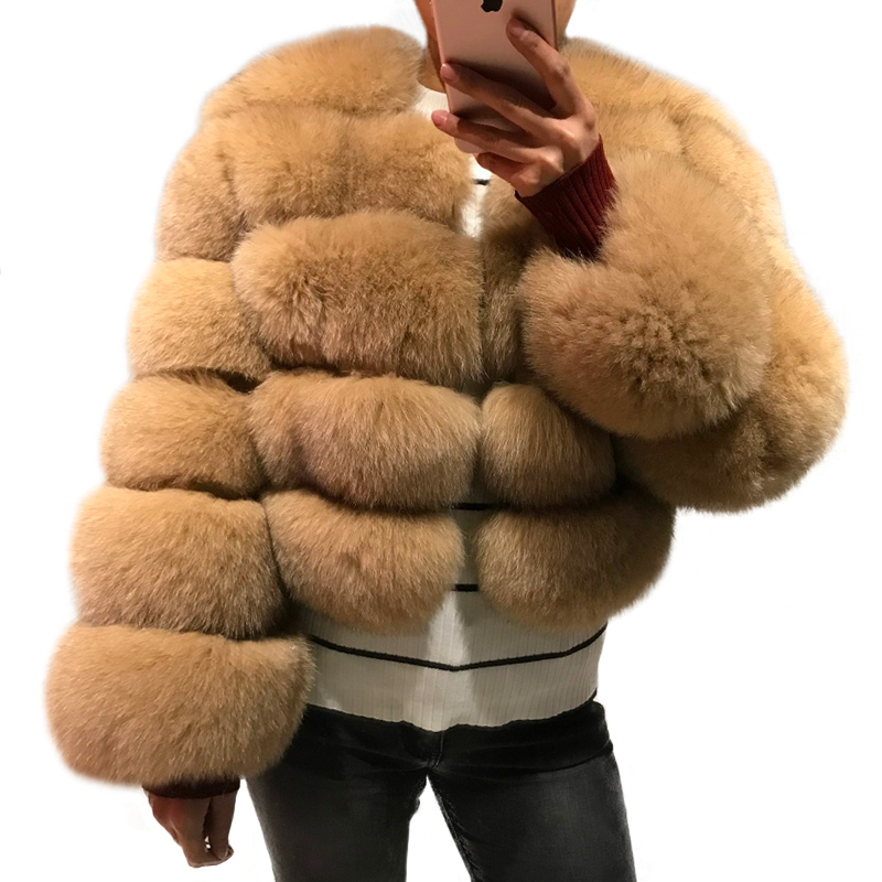 Custom Wholesale  Fox Fur Jacket Women Short Classic Lady Colorful Full Sleeve Real Fox Fur Coat