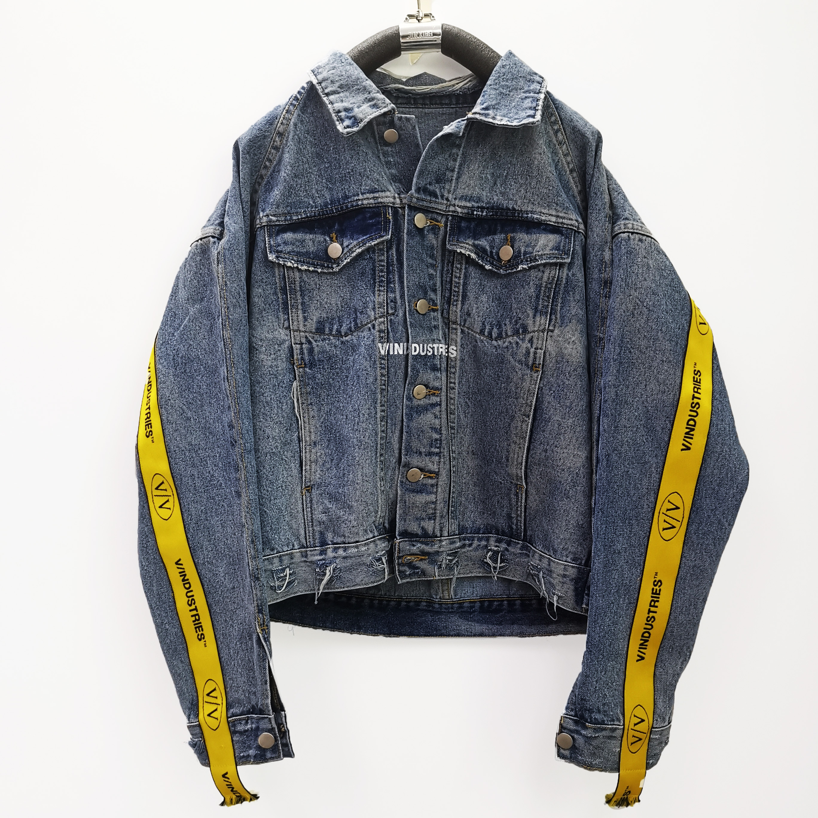2021 Fashion Autumn Special Design Bump Woven Belt 100% Cotton Jeans Jackets For Women
