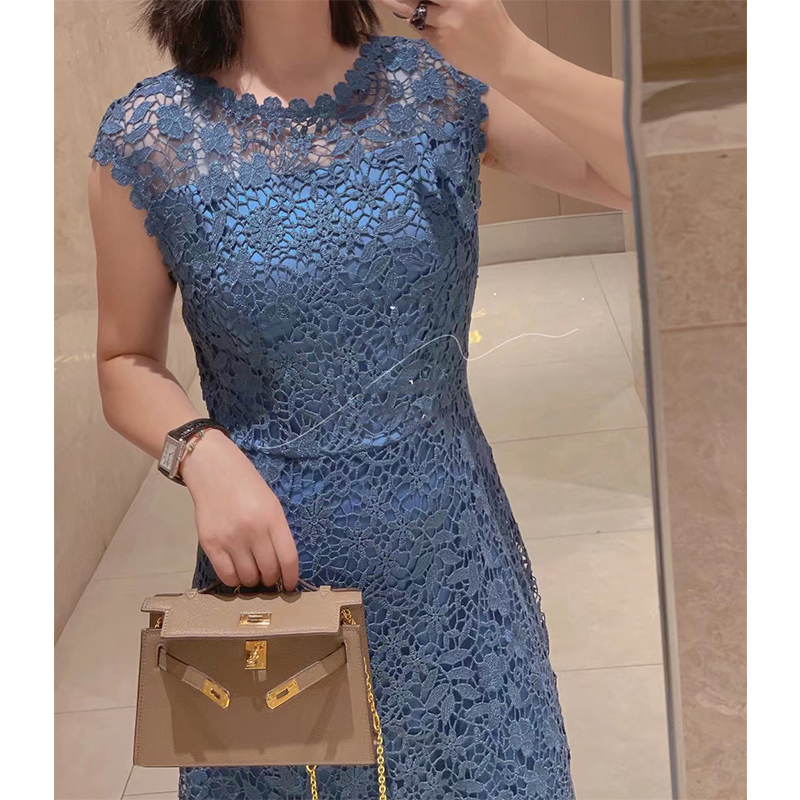 Custom Wholesale Sleeveless Wrap Hip Slim Fit Sexy Party Elegant Prom Plus Size Casual Lace Embroide