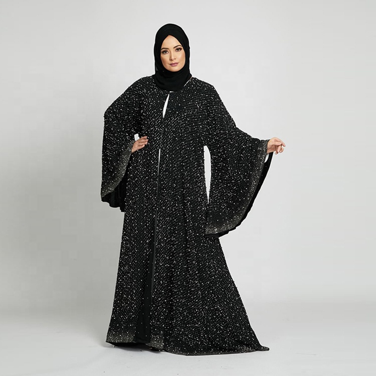 Latest design unique design big sleeve abaya women luxury with hijab std0994