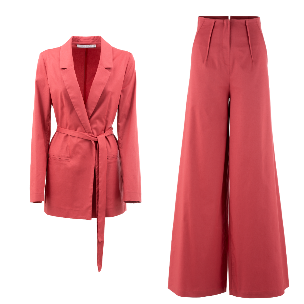 100% Made In Italy High Quality Office Lady Spring Summer 2 Pieces Set Light Cotton Tailored Woman B