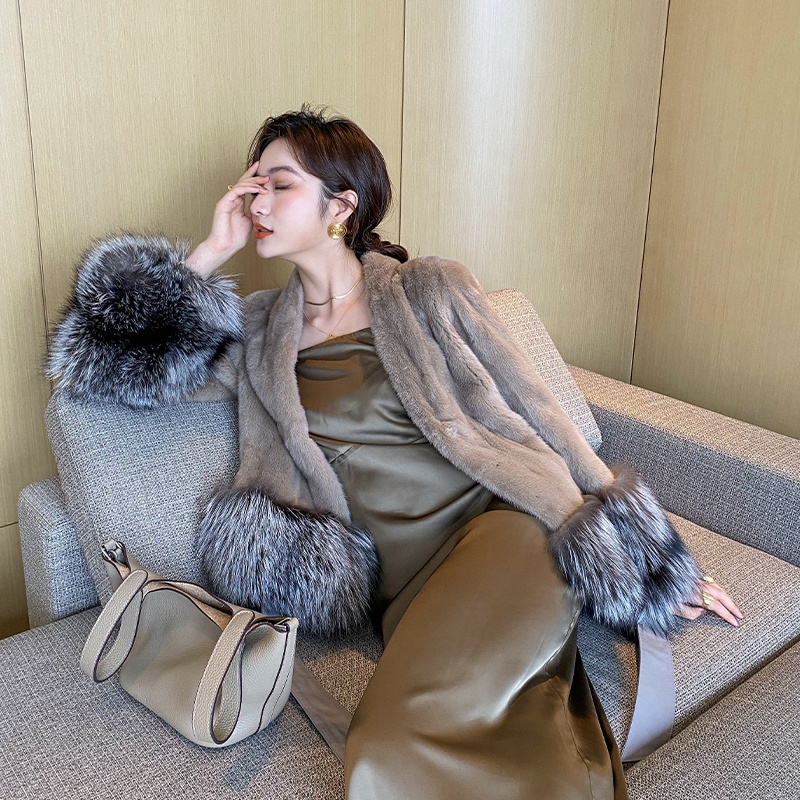 Women Brown Real Mink Fur Coat Jacket Sale Fashion Winter Women's Plus Size Jacket Luxury Medium Len