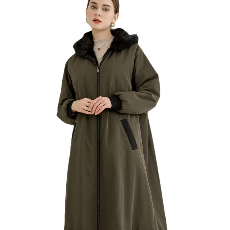 Factory wholesale mink double-sided parker clothing women's long loose 2022 new jacket coat