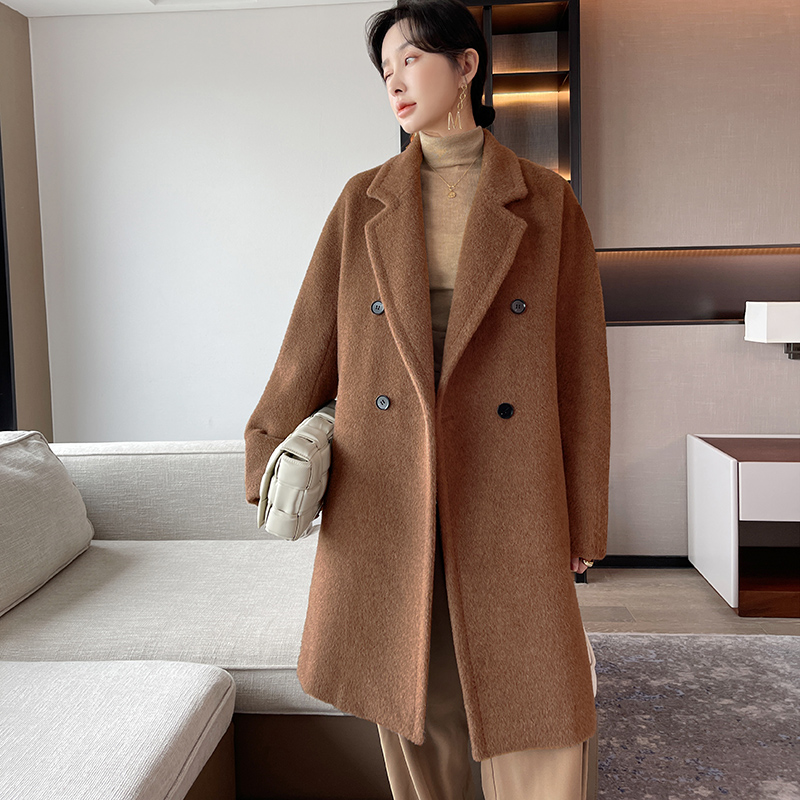 Haute couture wholesale New design vicunavicuna velvet coat Europe popular loose keep warm women's w