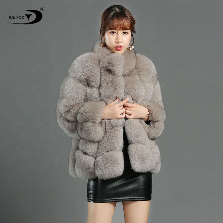 New Women's Winter Thick Fox Fur High Quality Stand Collar Natural Fur Coat Real Fox Fur Coat