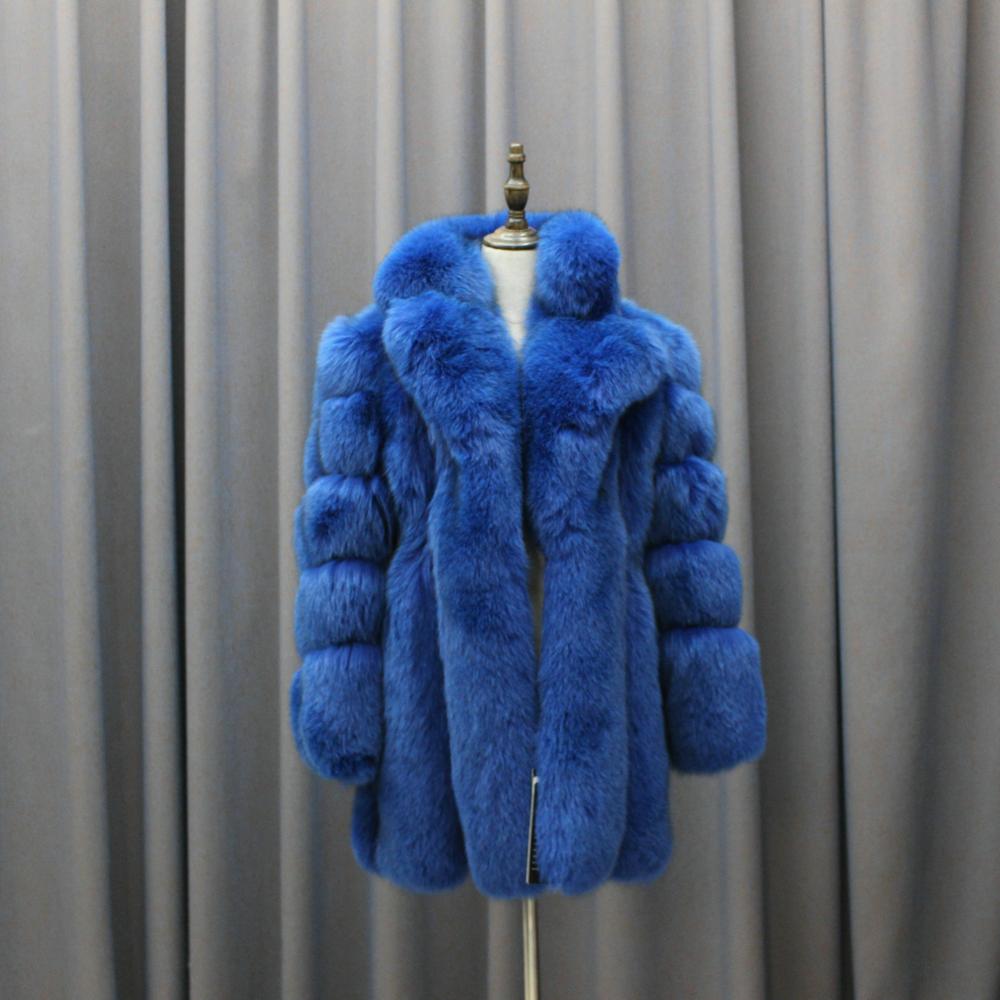 2019  custom Women Winter Genuine Real Fox Fur Coat stripe design  Outwear With Collar woman clothes