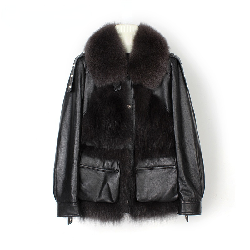OFTUBY New Autumn And Winter Women's Jacket  Natural Fox Fur Genuine Leather Coats Fight To Receive 