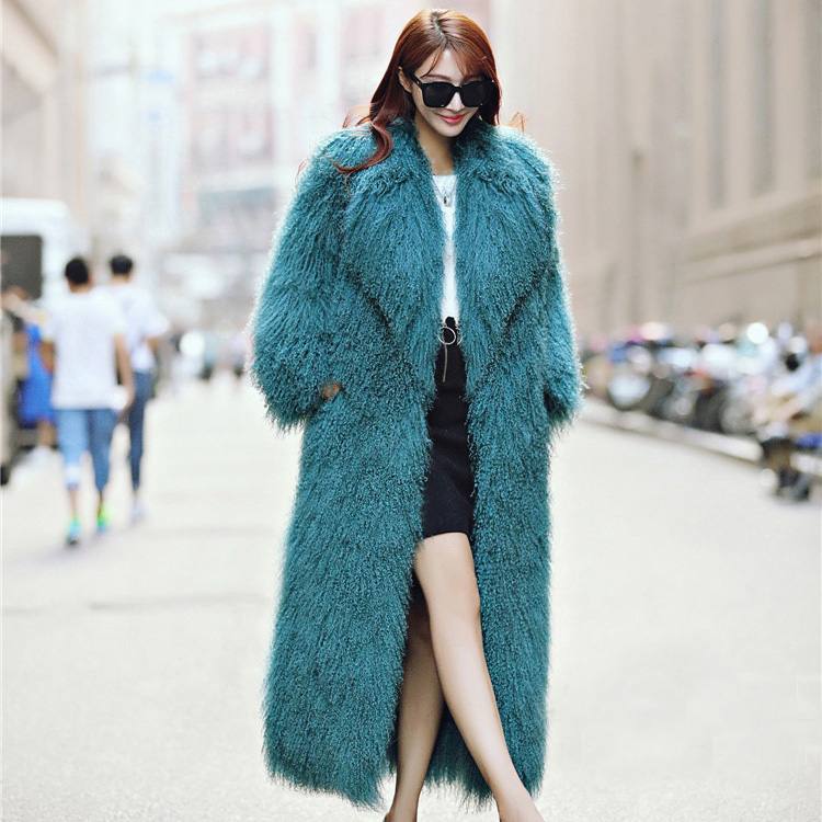 Star fashion design popular women Real Mongolian lamb fur coat