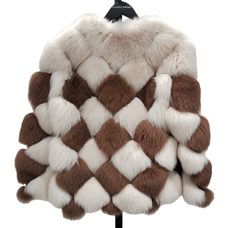 Popular Grid Fox Fur Coat Raccoon Fur Coat 100% Real Fox Fur Jackets For Ladies