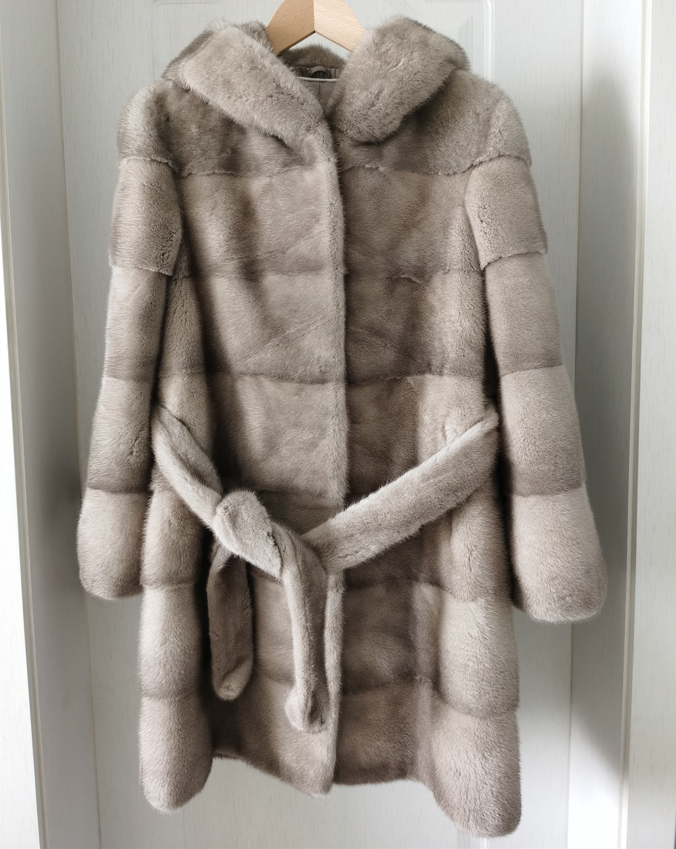 Autumn Winter Casual Long Hooded Whole Mink Fur Coat Women New Soft Warm Velvet Natural Mink Fur Jac