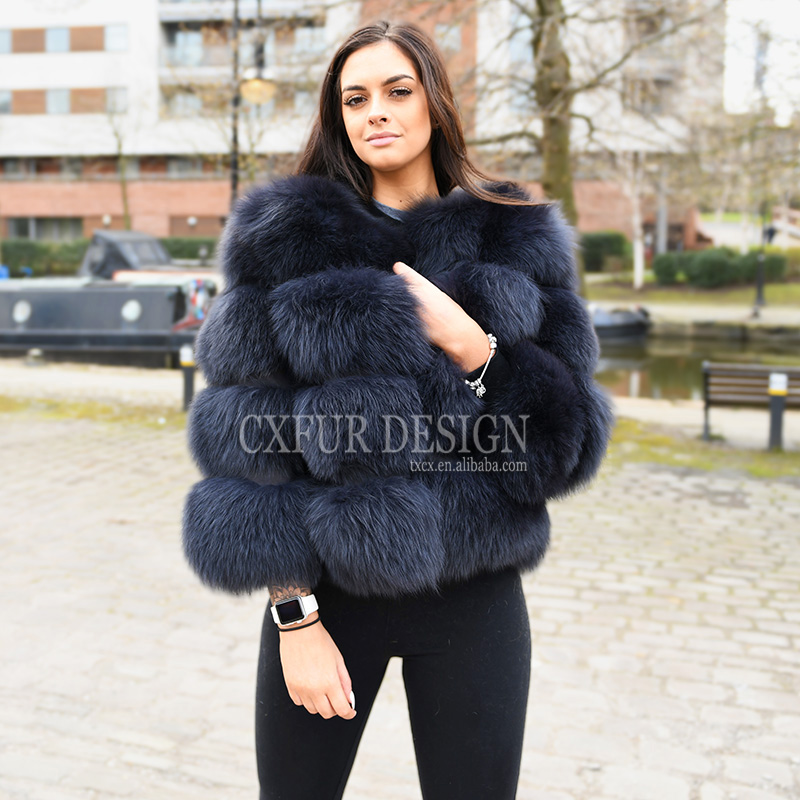 CX-G-A-11D Womens Clothing Genuine Real Fox Fur Jacket Fur Jaket