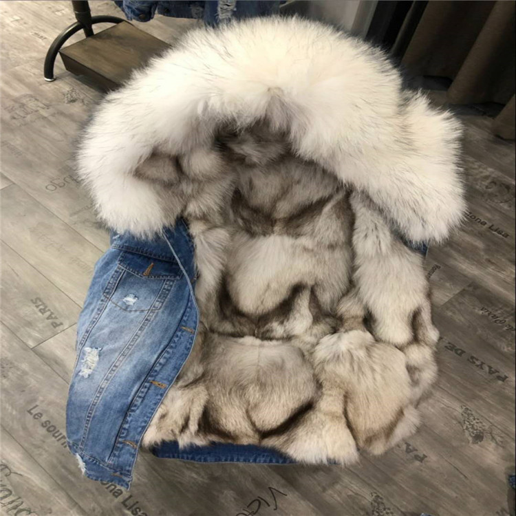 2021 winter new real fur coat jacket women hooded warm fox fur liner coat  parkas fox fur coat