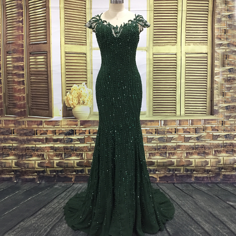 Modest Embroidered Beading High Quality Long Women Party Evening Dress