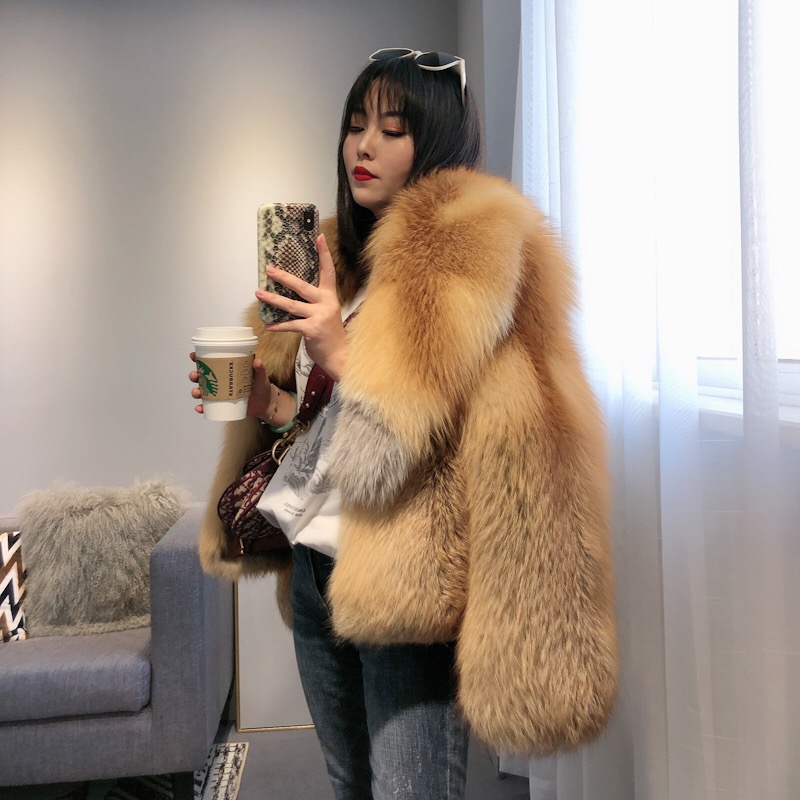 Top Sale Fashion Warm Winter Jacket for Women Thicken Soft High Quality Genuine Real Fur Coat fox fu