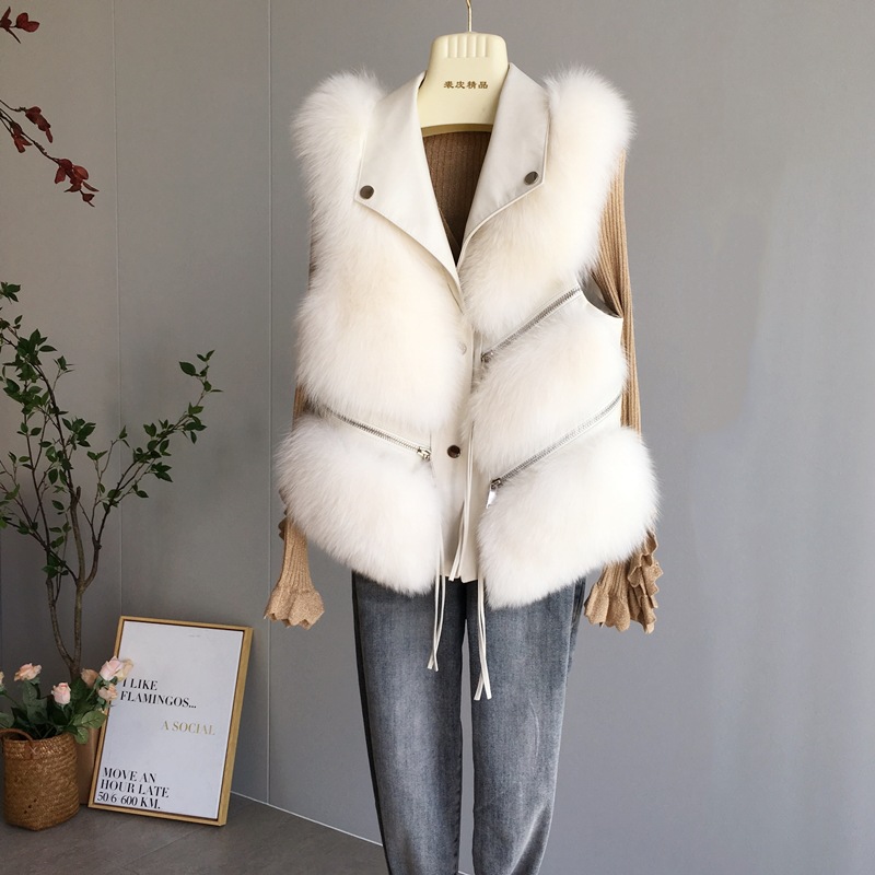 New Arrival Winter Real jacket trench coat women Ladies Genuine Blue Fox Fur Collar Real furJackets 