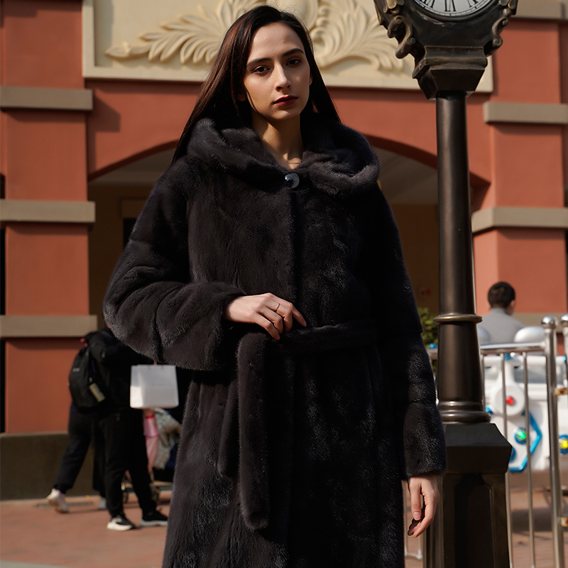 Wholesale Premium Classic Elegant Casual Thick Warm Women Real Natural Mink Fur Coat