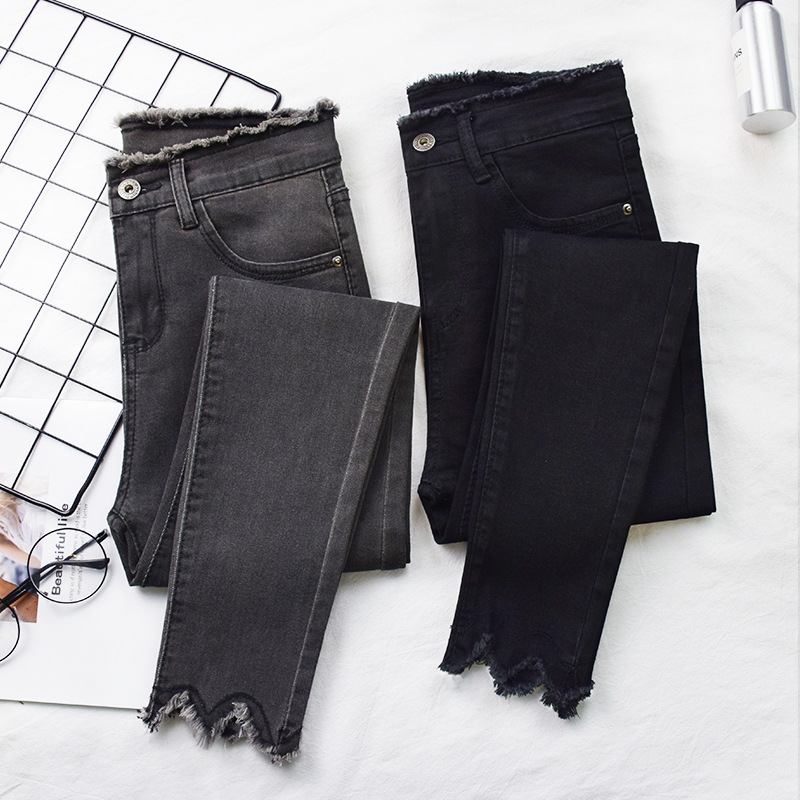 new style blue black gray denim ladies pencil pant