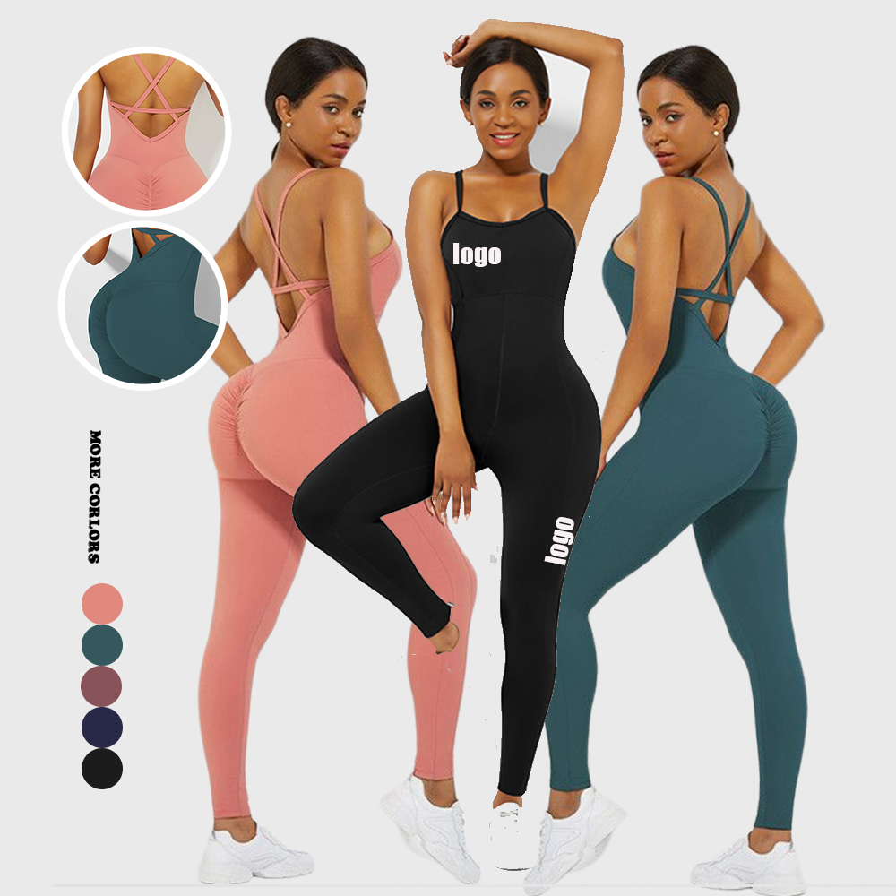 HEXIN Womens Workout Custom Logo Jumpsuit Pants Cl