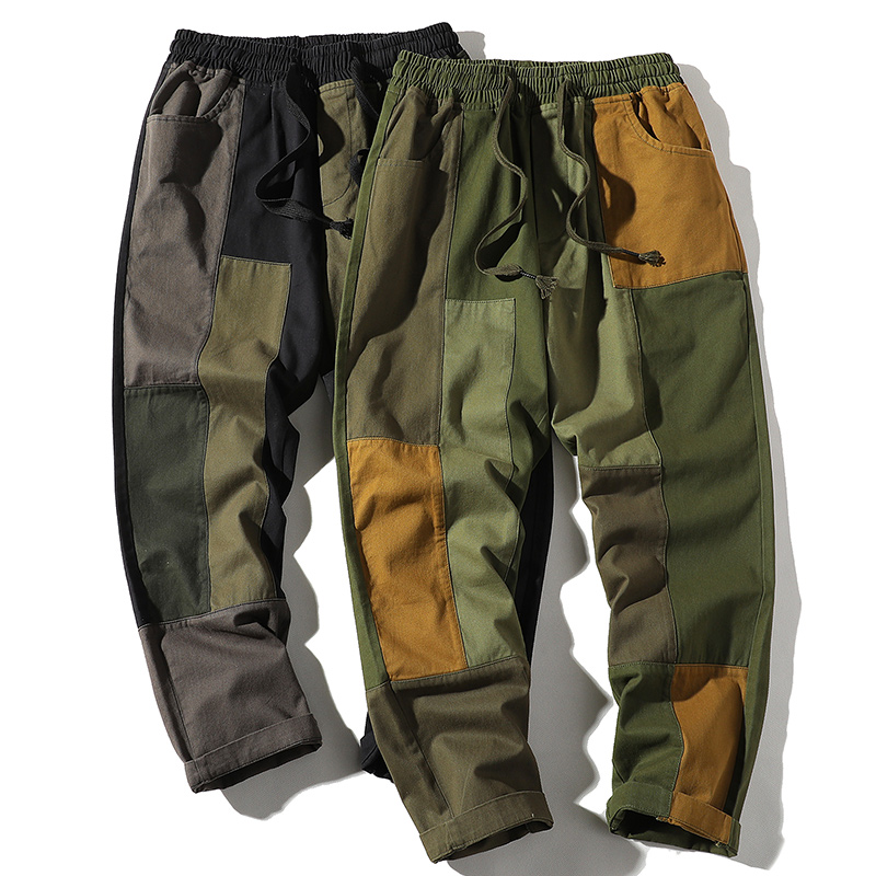 Wholesale men's cargo pants casual slacks patched 