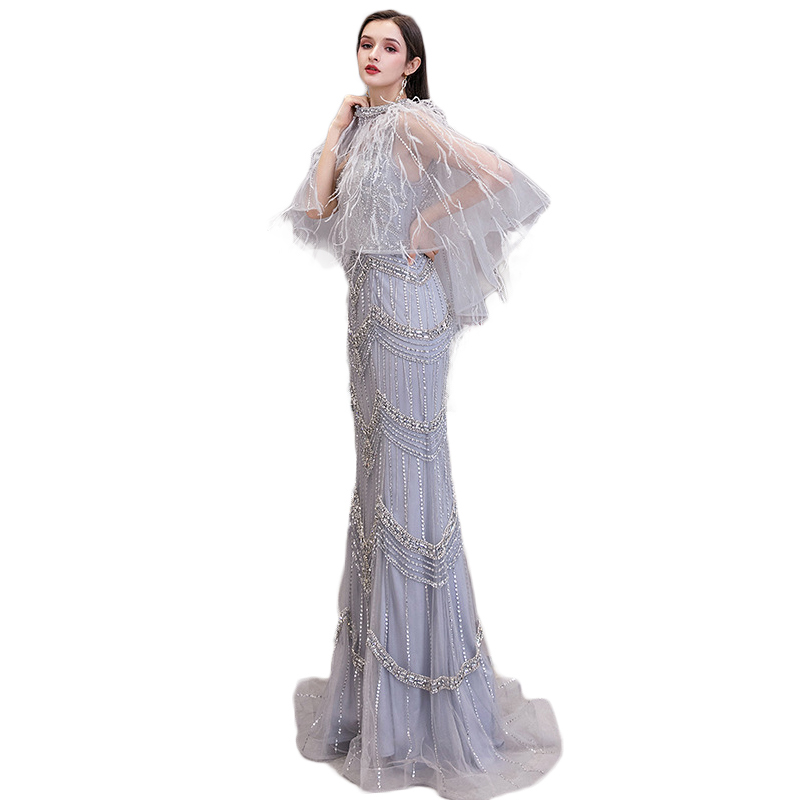Custom Hand Made Heavy Beading V-Neck Mermaid Long Party Wear Dresses Custom Fashion Ball Gown Sexy 