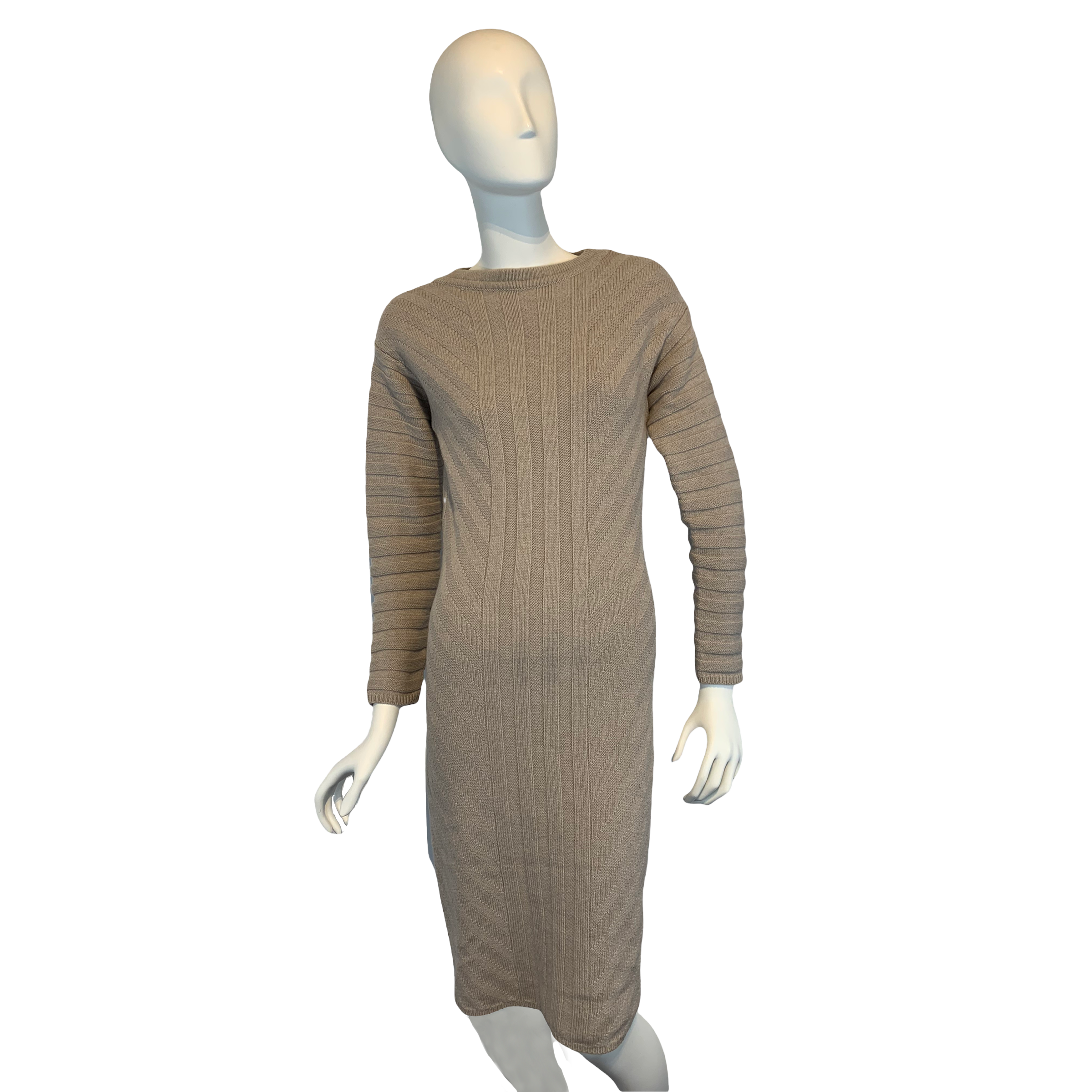 Excellent Quality Women Made in Italy casual knitted comfortable crewkneck Dress 90% Wool 10% Cashme