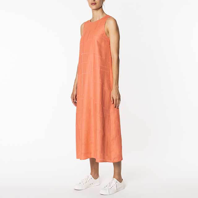 BEST ITALIAN QUALITY  EMBROIDERED LINEN SLEEVELESS HIGH FASHION ELEGANT CASUAL DRESS FOR WOMEN FOR S