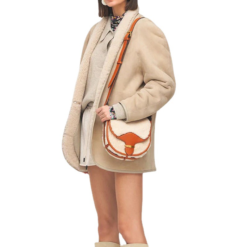 Jindou New Women's Khaki Color Fleece Lined Jacket Cardigan Buttons Warm Women's Coat