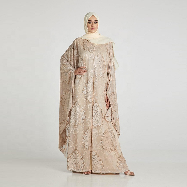 Embroidery Muslim Kaftan Hijab Dress Women Butterfly Abaya Dubai Caftan Std0999 Middle East Adults