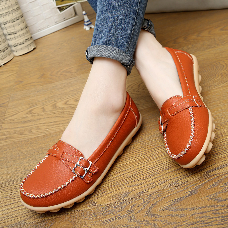 High quality new ladies buckle loafers flat casual