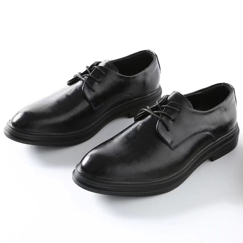 Black all-match lace-up men's leather shoes busine