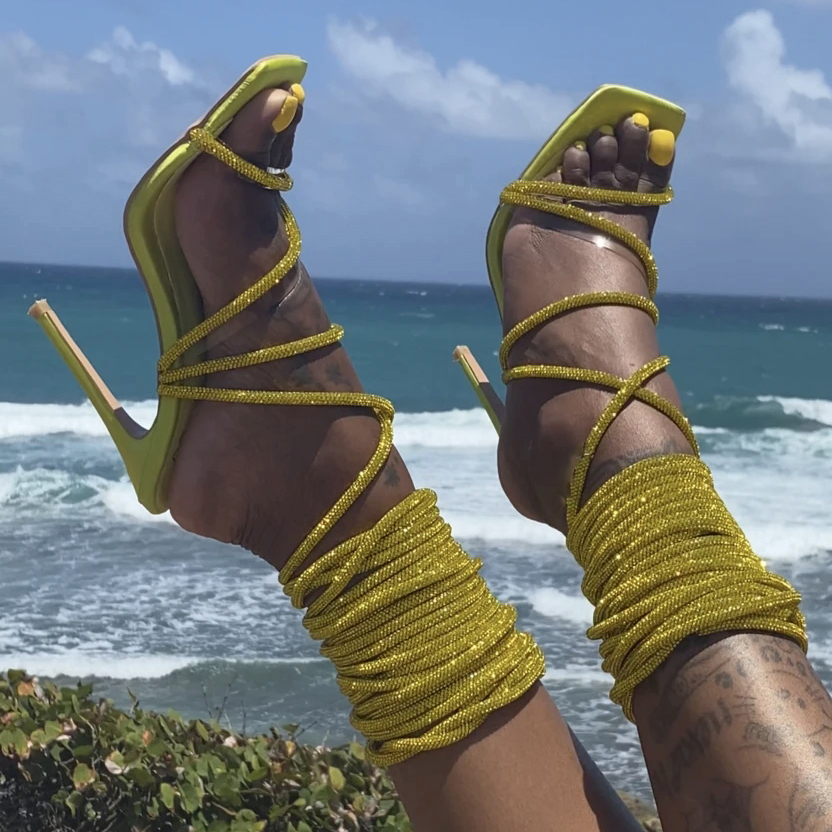 Summer sexy bling bling sandals 2021 designer lace
