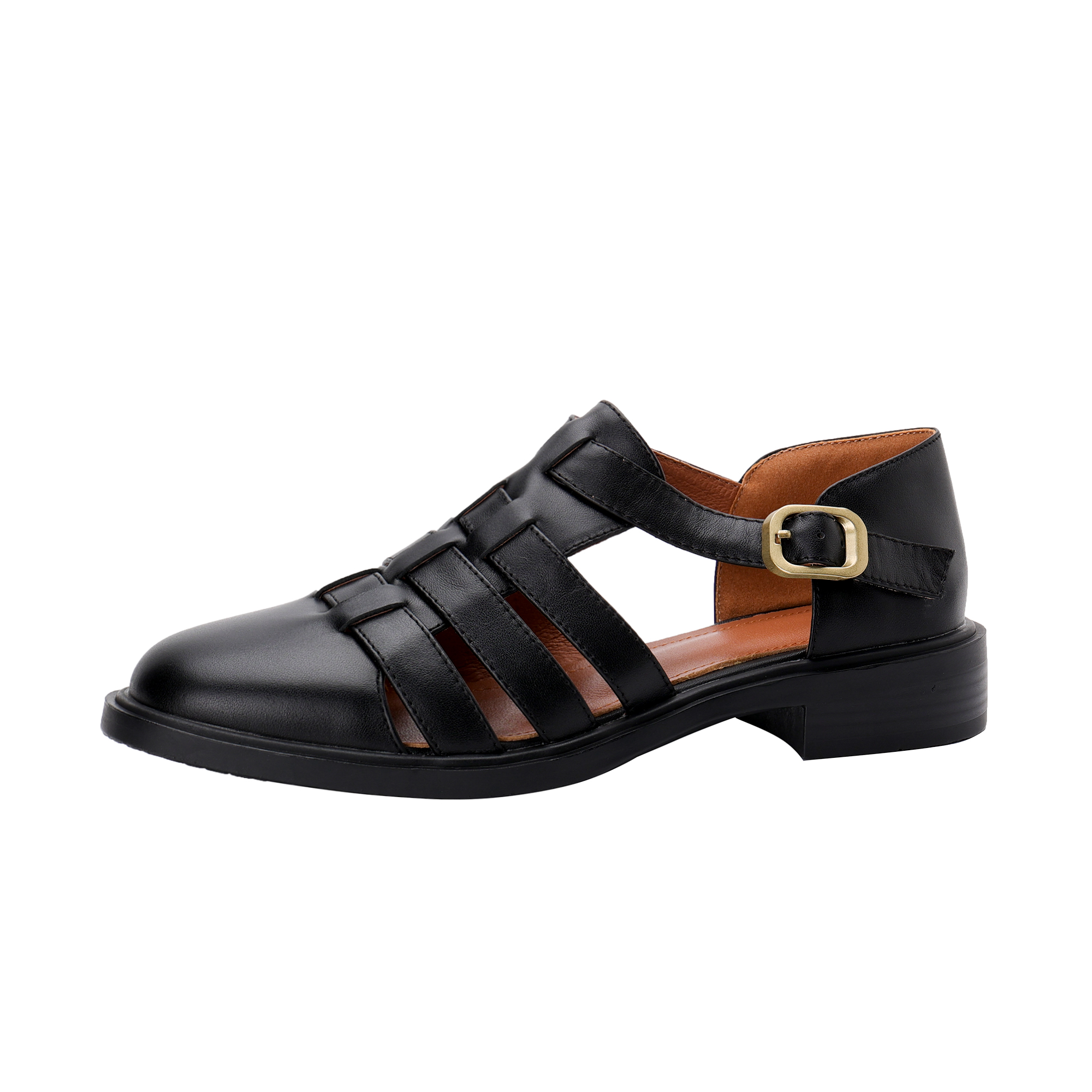 New Arrival Roman Style Round Toe Buckle Strap Lea