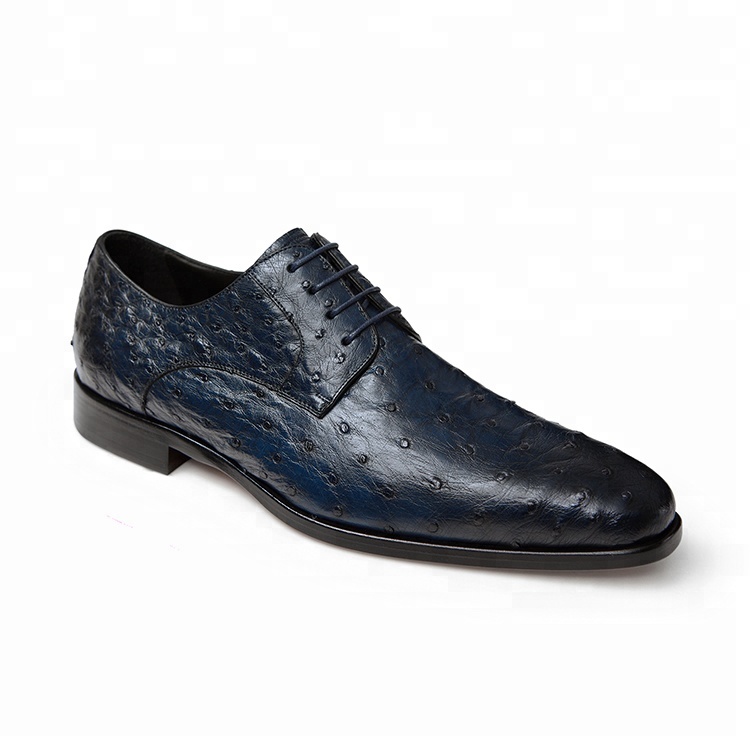OEM factory wholesale ostrich skin mens luxury leather newest design dress luxurious shoes