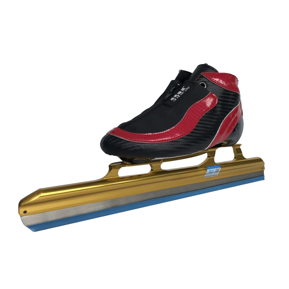 Factory outlet Professional DIY Hand-made  Red color long-track ice skate shoes
