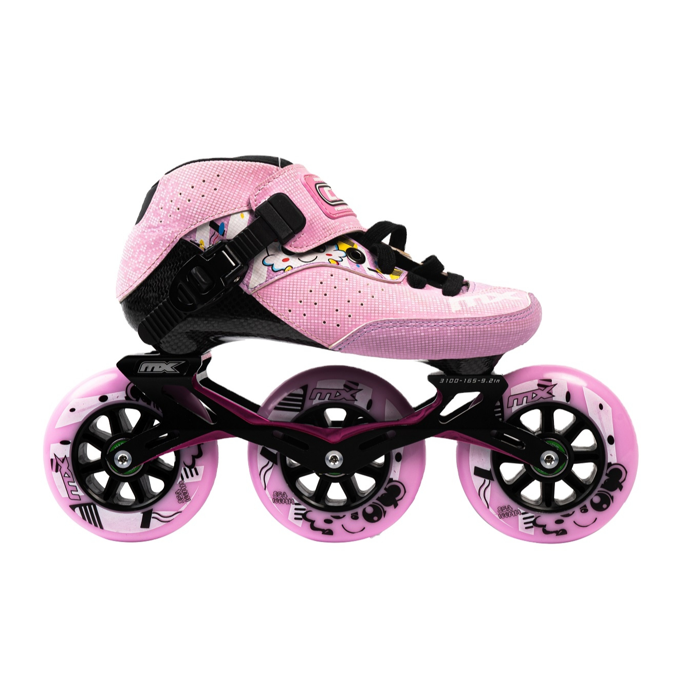 Children's roller skates carbon fiber pink children's high-elastic wear-resistant speed roller shoes
