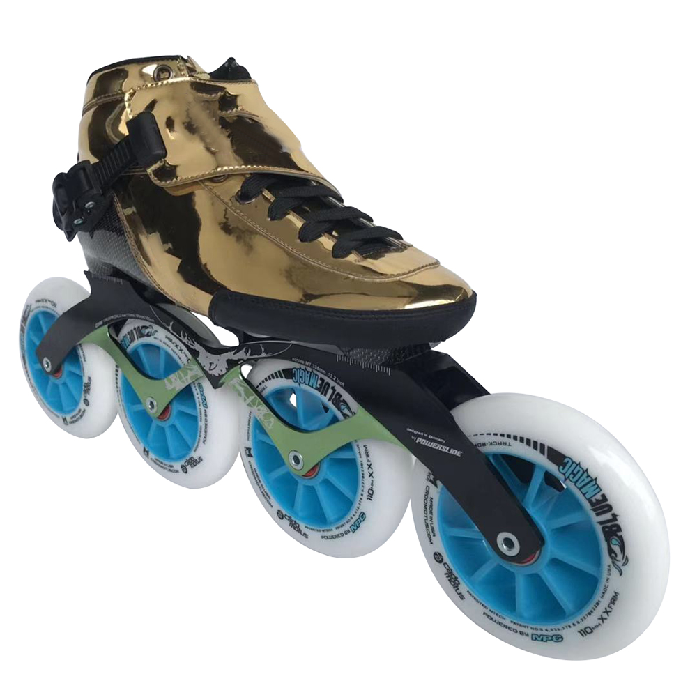Luxury Golden color High-grade 4 Wheels Skates inline speed skate shoes