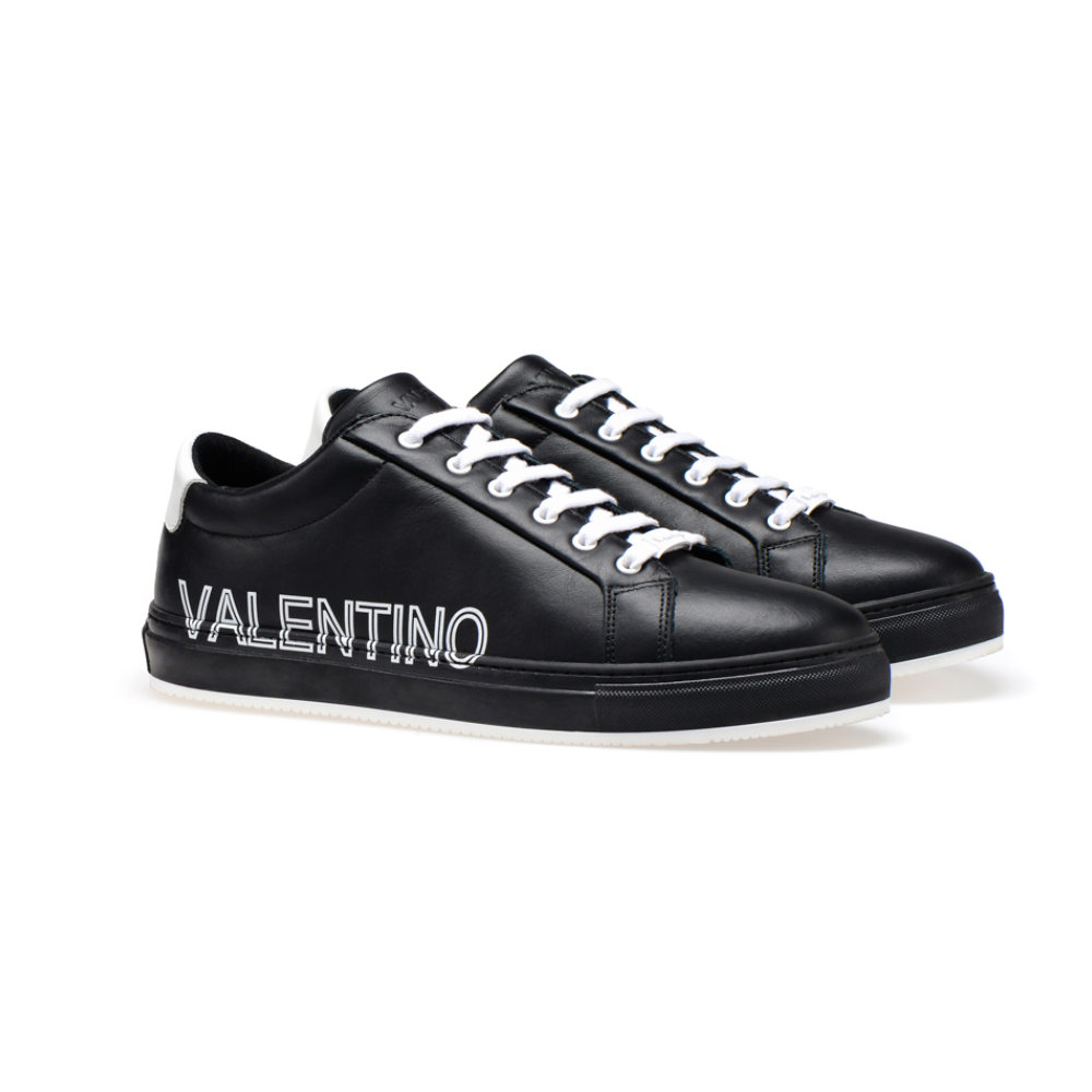 Original Valentino Shoes Smooth Black Leather Luxu